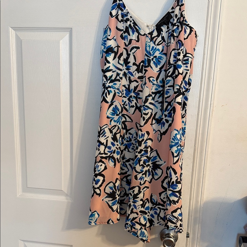 Floral Sleeveless short romper - Pink and Blue Floral